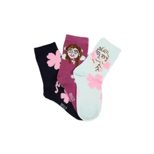 Disney Frozen Kinder Sokken 3-Pack Roze/Donkerblauw – Officiële Licentie