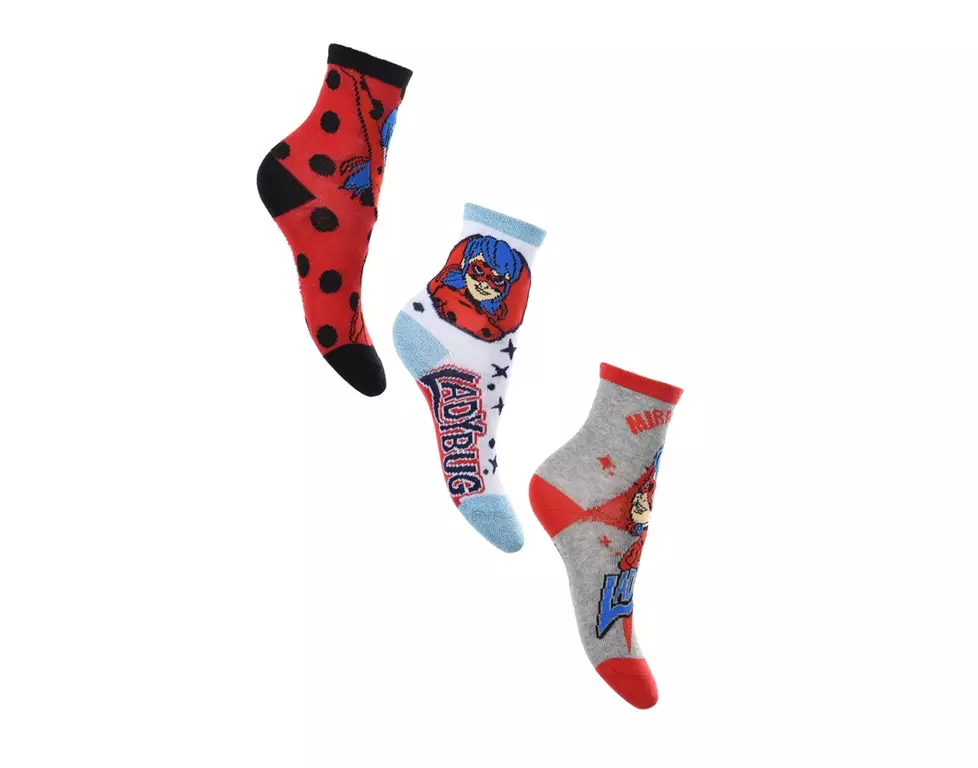 Miraculous Ladybug Sokken Kinderen – 3 Paar – Maten 23/26 & 27/30 – 70% Katoen – Officiële Licentie